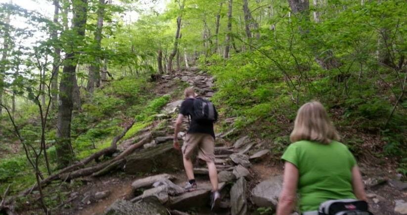 Hikers in a Vermont forest