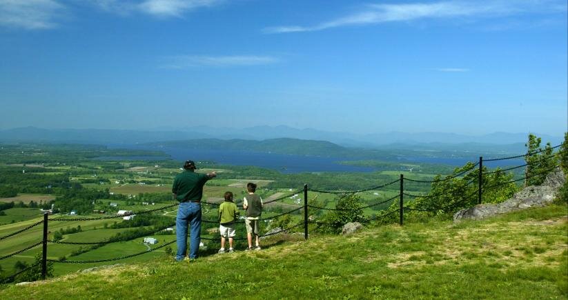 View of farms and forests in New England